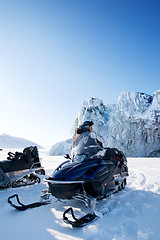 Image showing Winter Snowmobile Landscape