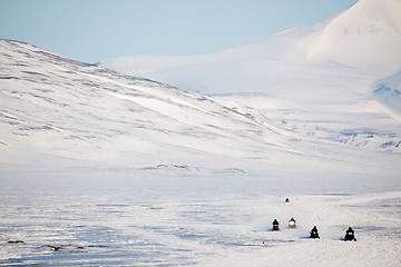 Image showing Snowmobile in Svalbard