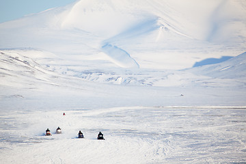 Image showing Snowmobile in Svalbard