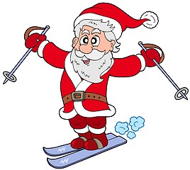 Image showing Skiing Santa Claus