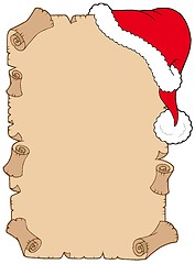 Image showing Parchment with Christmas hat