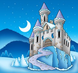 Image showing Frozen castle in winter landscape