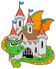 Image showing Dragon with old castle