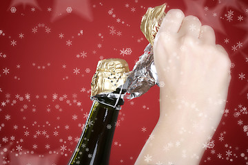 Image showing Opening champagne bottle