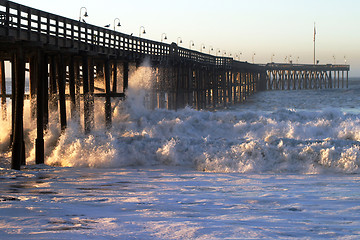 Image showing Ocean Wave Storm Pier