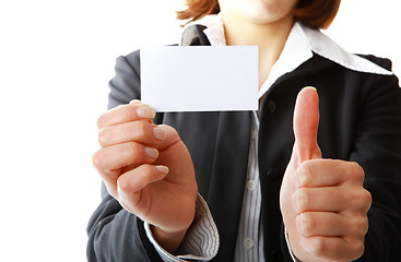 Image showing Girl with business card