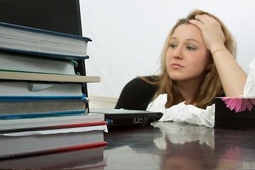 Image showing Student Studying while sick