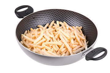 Image showing Fried potatoes in Teflon pan