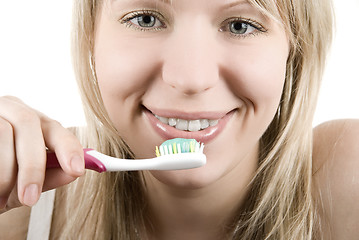 Image showing woman tooth brush