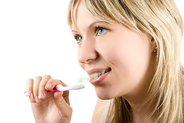 Image showing brushing teeth