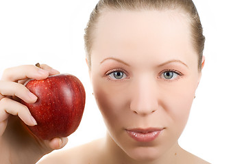 Image showing woman with apple