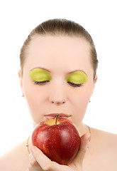 Image showing woman with apple