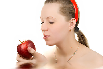 Image showing girl with apple 