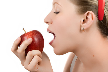 Image showing  eating apple