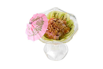 Image showing dessert with kiwi and nuts