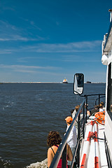 Image showing Tourists at the travel boat