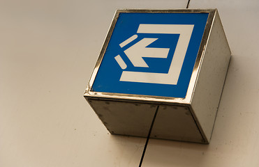 Image showing close-up of way out sign