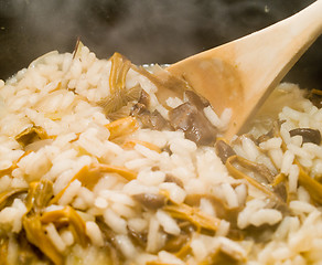 Image showing Cooking Mushroom Risotto