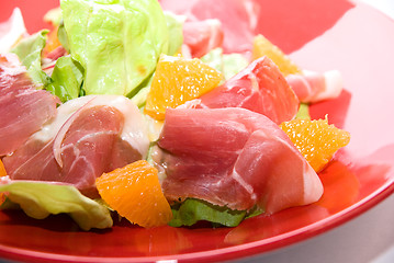 Image showing Close up of jamon salad