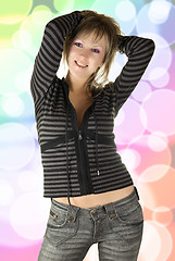 Image showing Portrait of girl on color background