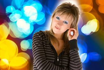 Image showing girl on color light background