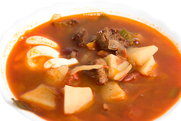 Image showing Close up of borscht soup