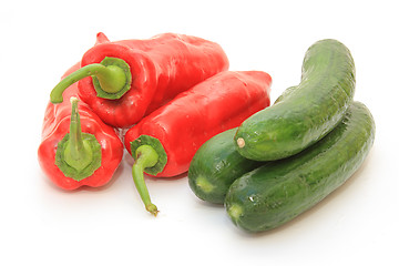 Image showing Tasty kitchen. Fresh vegetables isolated on white