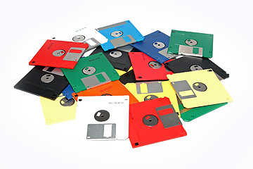 Image showing Many colored compute diskette isolated on white