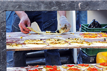 Image showing Preparing a tasty pizza in the oven