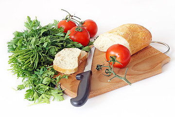 Image showing Healthy food. Vegetables and bread