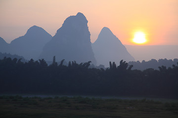 Image showing Sunrise in Yangshuo