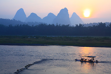 Image showing Sunrise on the Li River