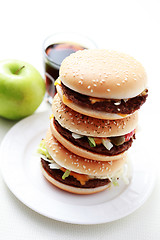 Image showing stack of hamburgers