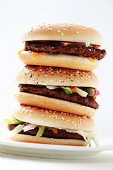 Image showing stack of hamburgers