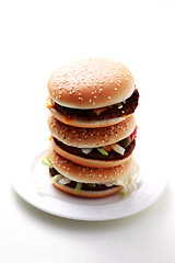 Image showing stack of hamburgers