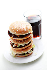 Image showing stack of hamburgers