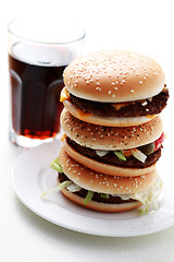 Image showing stack of hamburgers