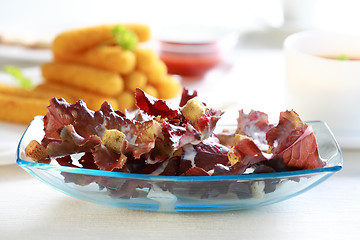 Image showing Small salad with croutons