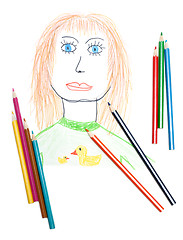 Image showing Portrait of the woman, pencil