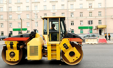 Image showing asphalting road roller compactor