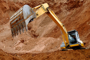 Image showing Excavator loader in sandpit