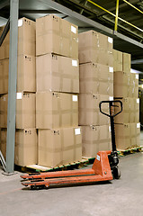 Image showing pallet truck in warehouse