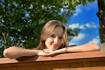 Image showing Beautiful young girl outdoors in summer