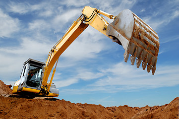 Image showing Excavator loader in sandpit