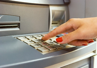 Image showing Using bank ATM