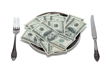 Image showing dollars on the plate