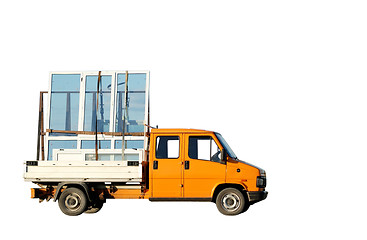 Image showing Truck delivering double-glazed winows