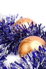 Image showing christmas balls and tinsel