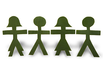 Image showing Green People in a Chain