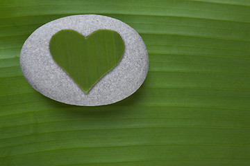 Image showing Green Heart on Pebble